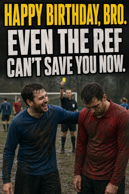 Happy Birthday, Bro. Even the Ref Can't Save You Now. – card front artwork