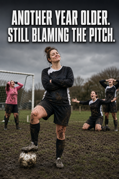 Another Year Older. Still Blaming the Pitch. – card front artwork