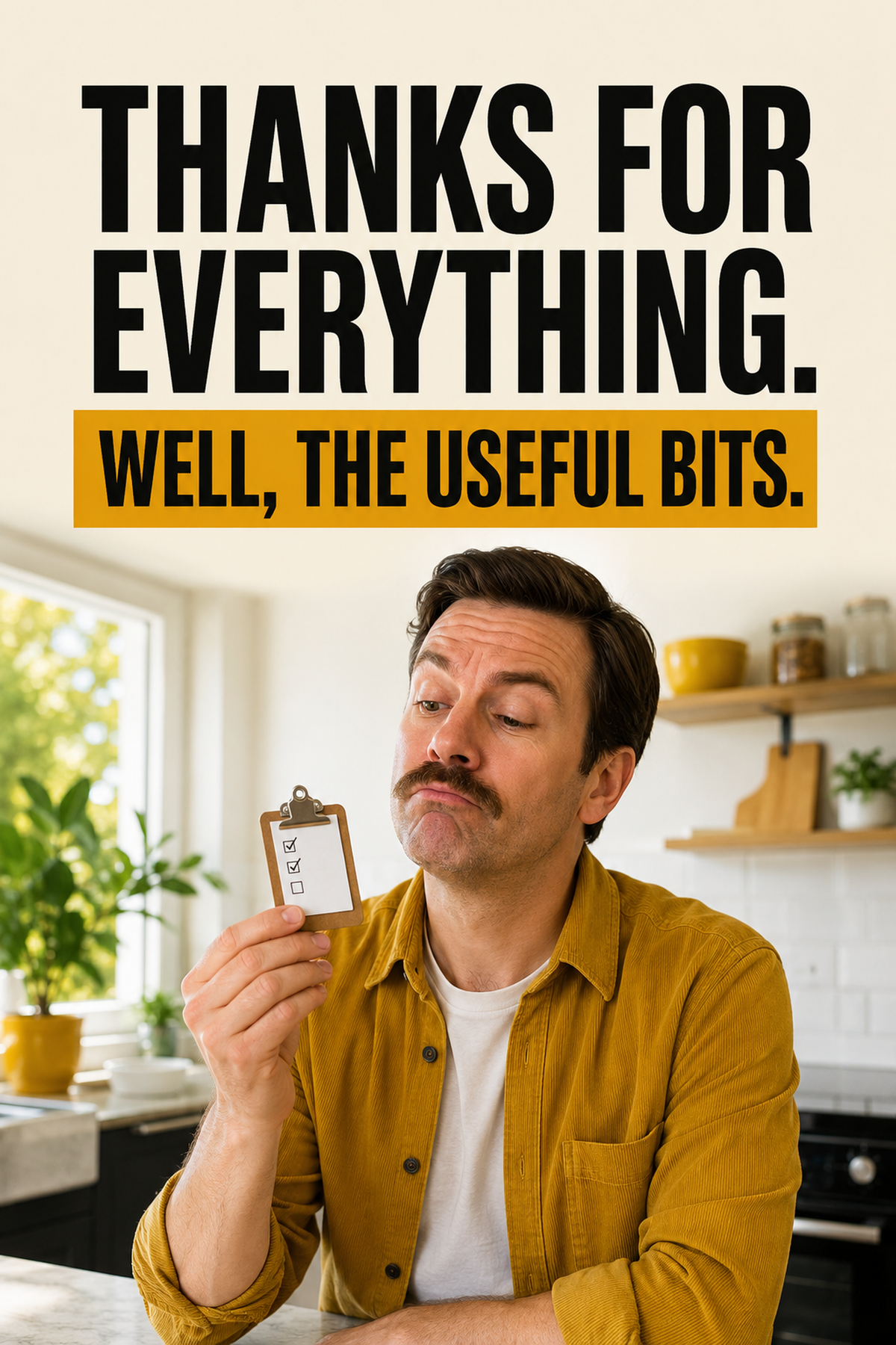 Funny Thank You Card – The Useful Bits – card front artwork