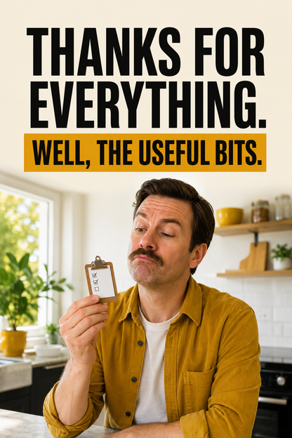 Funny Thank You Card – The Useful Bits – card front artwork