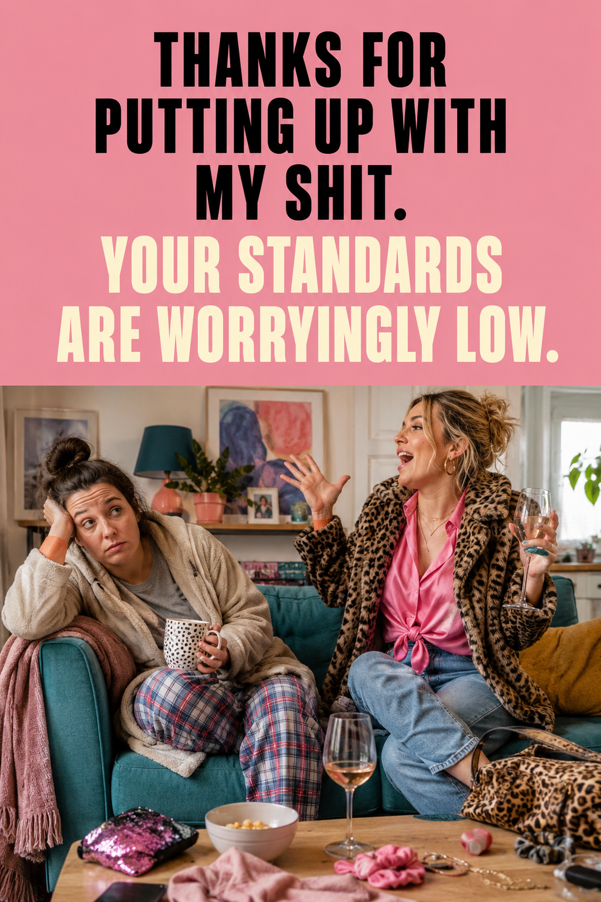 Rude Thank You Card – Worryingly Low Standards – card front artwork