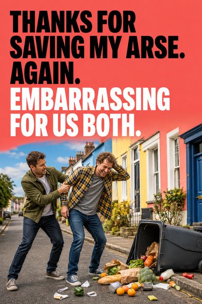 Rude Thank You Card – Saving My Arse – card front artwork
