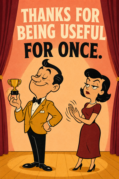 Rude Thank You Card – Useful for Once – card front artwork