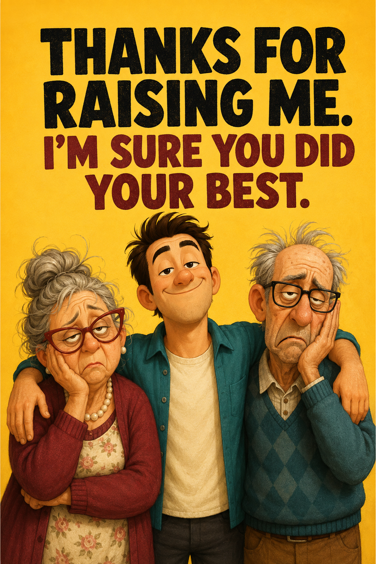 Funny Thank You Card for Parents – You Did Your Best – card front artwork