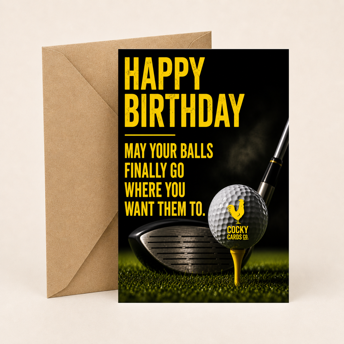 Funny Golf Birthday Card – May Your Balls Finally Go Where You Want Them To