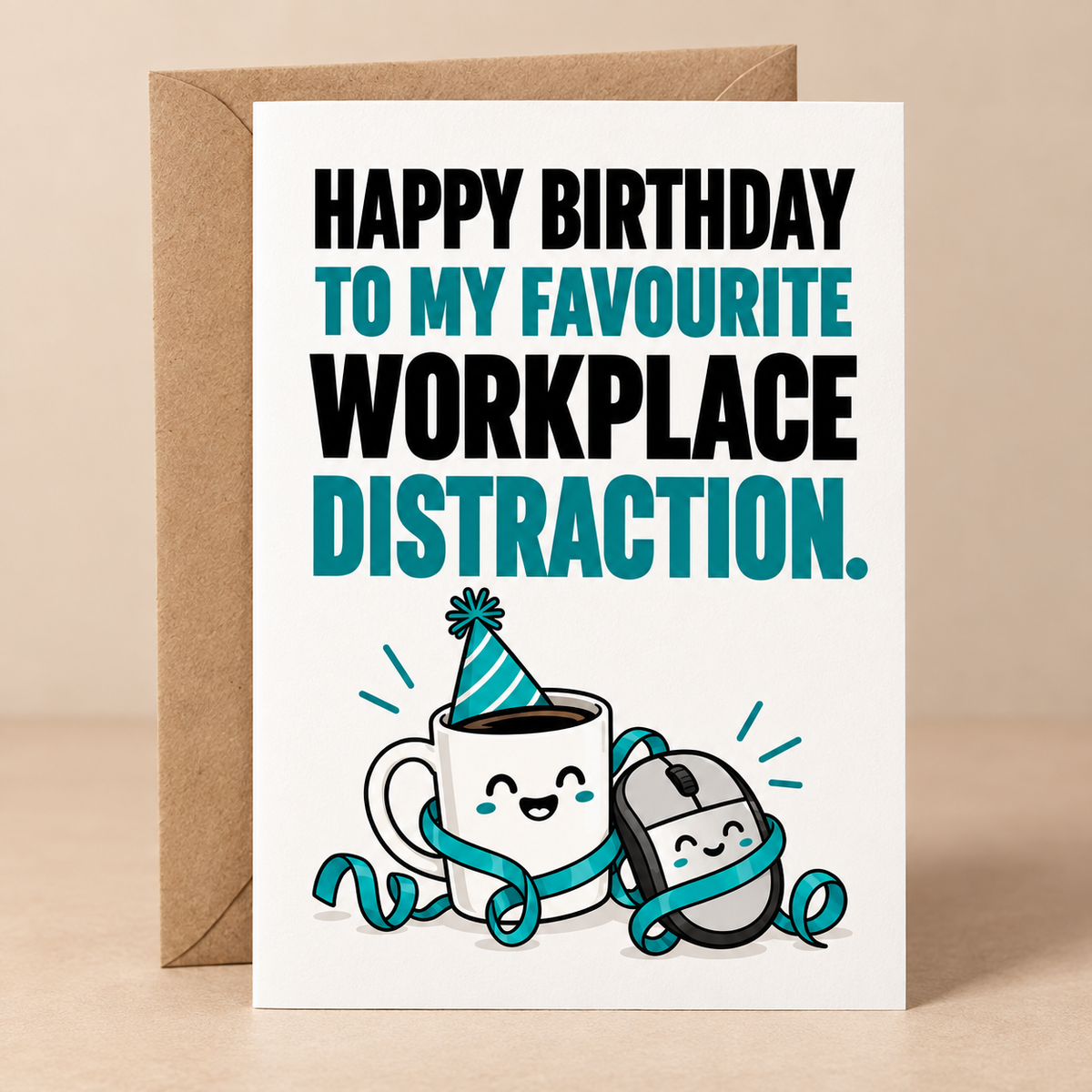 Funny Colleague Birthday Card – Favourite Workplace Distraction — promotional mockup
