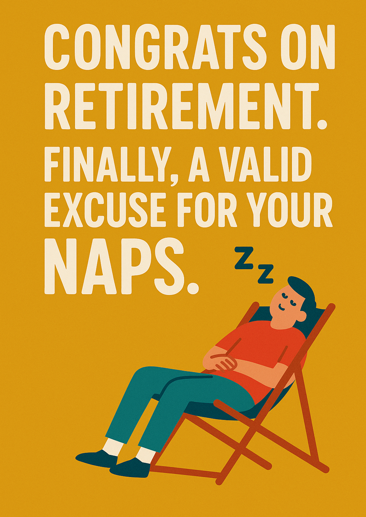 Funny Retirement Card - Valid Excuse For Naps - front artwork