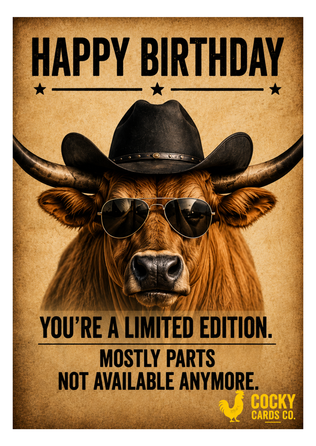 Funny Highland Cow Birthday Card – Limited Edition, Parts Not Available
