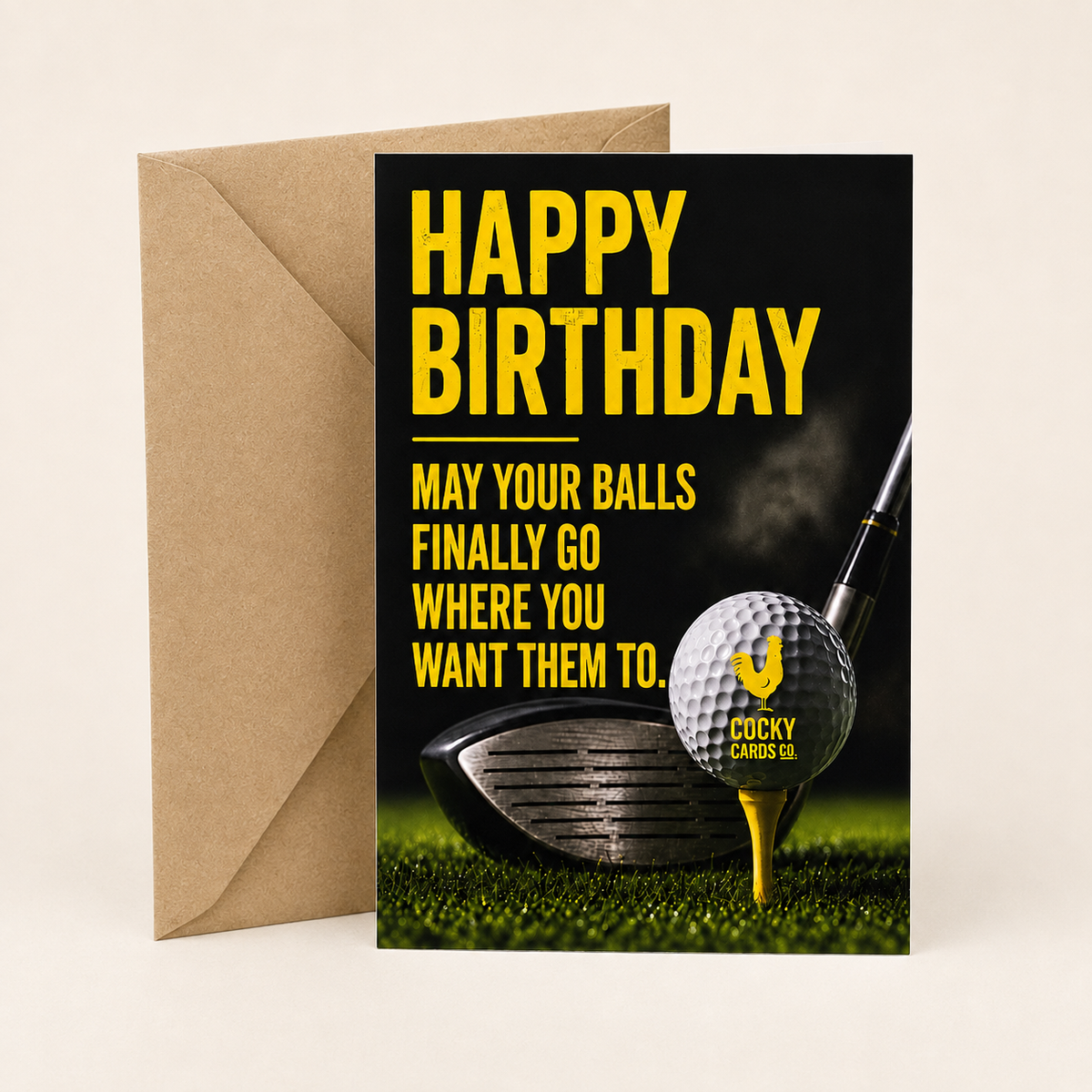 Funny Golf Birthday Card – May Your Balls Finally Go Where You Want Them To